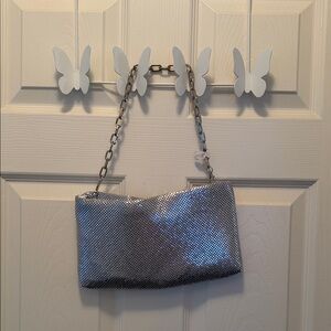 Shiraleah Metallic Silver Clutch with Chain